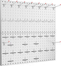 TORACK Metal Pegboard Wall Tool Organizer 24" x 24" or 12" x 48", 70 PCS Tools Storage Pegboard for Garage Peg Board Tool Organizer Board with Hooks for Workbench(Grey)