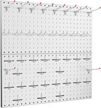 TORACK Metal Pegboard Wall Tool Organizer 24" x 24" or 12" x 48", 70 PCS Tools Storage Pegboard for Garage Peg Board Tool Organizer Board with Hooks for Workbench(Grey)