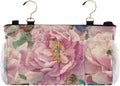 Pink Peony Bee Dragonfly Bedside Caddy for Dorm Bed Bedside Hanging Caddy Bag Iron Frame Storage Organizer Pocket for Bunk Home College Hospital Beds 2 Hooks
