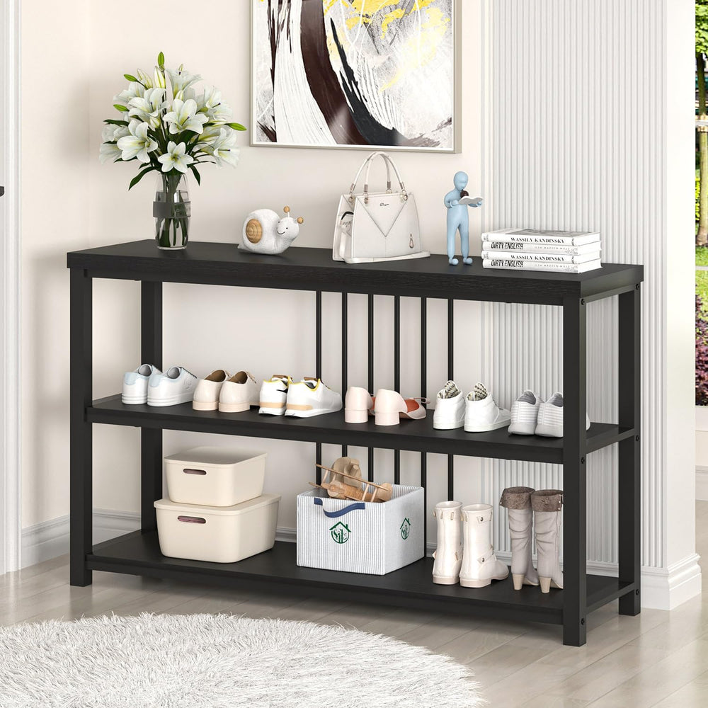 FOLUBAN Entryway Table, Modern Sofa Console Table with 3 Tier Storage Shelf f...