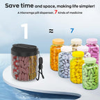 Pill Dispenser with 7 Large Compartments, Pill Bottle Organizer for Travel, Supplement Organizer with Anti-Mixing Design, BPA-Free Pill Container with 20 Pcs Labels, Pink + Black