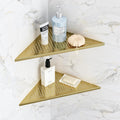 2 Pack Bathroom Corner Shelf, Recessed 12" Corner Shower Shelf, SUS304 Stainless Steel Triangular Wall Mount, No Drilling, Brushed Golden