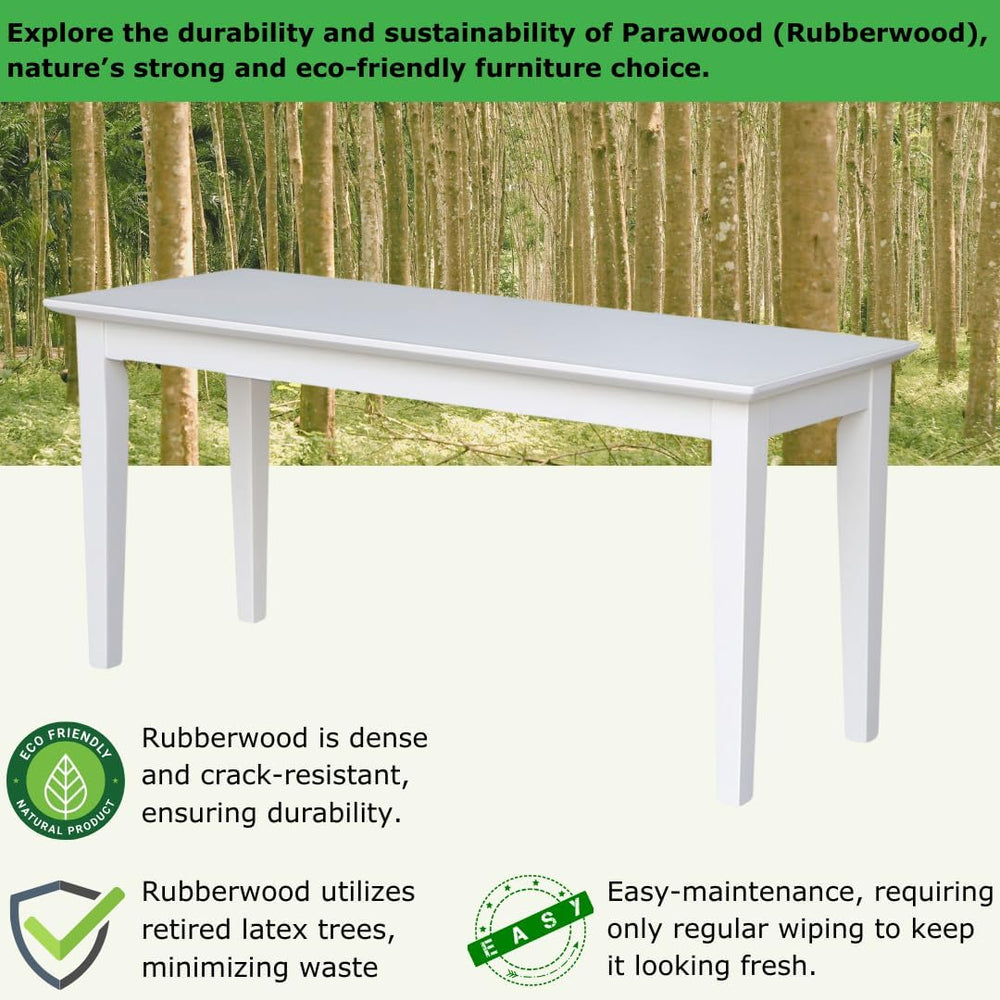 International Concepts Shaker Styled Solid Wood Bench in White