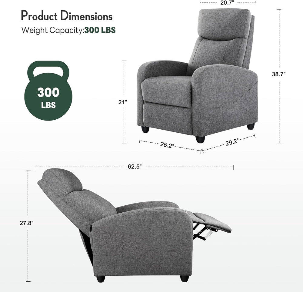 Massage Recliner Chair, Recliner Sofa Fabric for Adults, Recliners Home Theat...