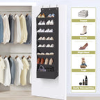 2 Pack Shoe Organizer with 6 Extra Large Pockets and 4 Large Pocket, Over the Door Sturdy Closet Storage Rack, Hanging Shoe Organizer for Shoes, Sneakers, Black
