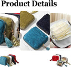 Travel Jewelry Case, Portable Jewelry Storage Bag, Compact Foldable Five Compartments Organizer Pouch with Zipper & Tassel for Earring Necklace Ring Bracelet (Dark blue)