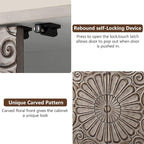 COSIEST Set of 2 32" Buffet Sideboard Cabinets with Storage, Accent Cabinet with Push-to-Open Doors, Vintage Flower Carved Pinewood Doors, Entryway Console for Living Room, Kitchen, Hallway, Gray