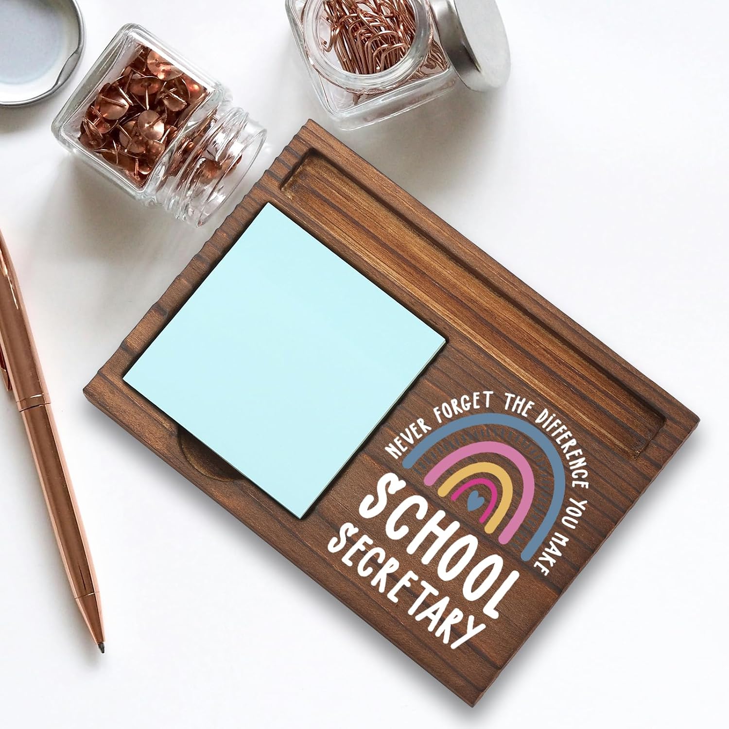 School Secretary Gifts Sticky Note Holder, Thank You Gift for School Secretary, Office Assistant, Administrative Staff, Education Appreciation Week, Graduation or Holiday PB023