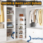 SpaceAid 5 Tier Rotating Shoe Rack Tower, Spinning Shoe Display Lazy Susan, Revolving 360 Shoe Rack Storage Round Carousel, Vertical Handbag Rotate Shoes Closet Organization (5-Tier White)