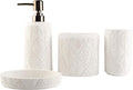 Hymmah Bathroom Accessories Set,Toothbrush Holder,Farmhouse Decor,4 Pcs Resin Gift Apartment Necessities, Contain Toothbrush Cup,Soap Dispenser & Dish,Tumbler