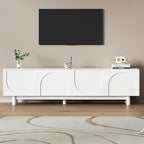 Ball & Cast Modern TV Stand with Arch Cabinets for TVs up to 78", Minimalist Entertainment Center w/Solid Wood Legs and Adjustable Shelves, Media Console for Living Room,White