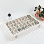 Wudygirl Large Jewelry Organizer Box with 40 Compartments Earring Holder Organizer Velvet Ring Display and Necklace Storage Tray Jewelry Box for Women (Beige Velvet)
