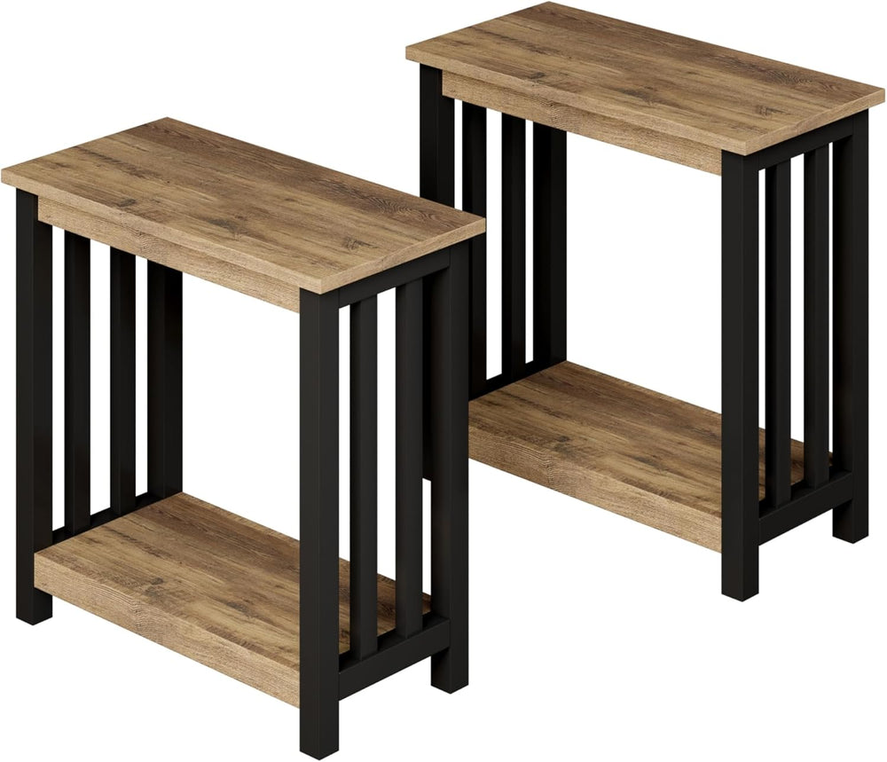 ChooChoo Mission End Tables Set of 2, Narrow Side Tables for Small Spaces, Ni...
