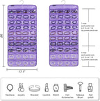 80 Pockets Hanging Jewelry Organizer for Holding Jewelries Dual-Sided Accessory Display Holder for Earrings Bracelets Rings (80 Pockets-Purple)