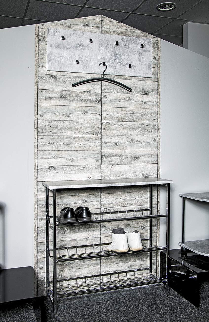 HAKU Furniture Wardrobe, Metal, Concrete Optic/Chrome, 5.5 x 80 x 30 cm
