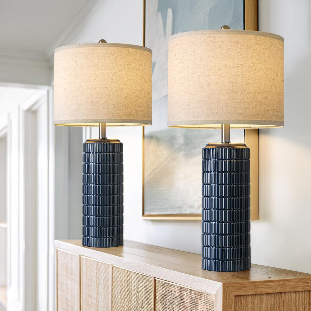 PoKat 27.5'' Tall Table Lamps for Living Room Set of 2, Ceramic Bedro...