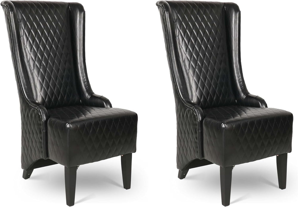 Henf High Back Dining Chair Set of 2, Upholstered Wing Back Dining Chairs Kin...