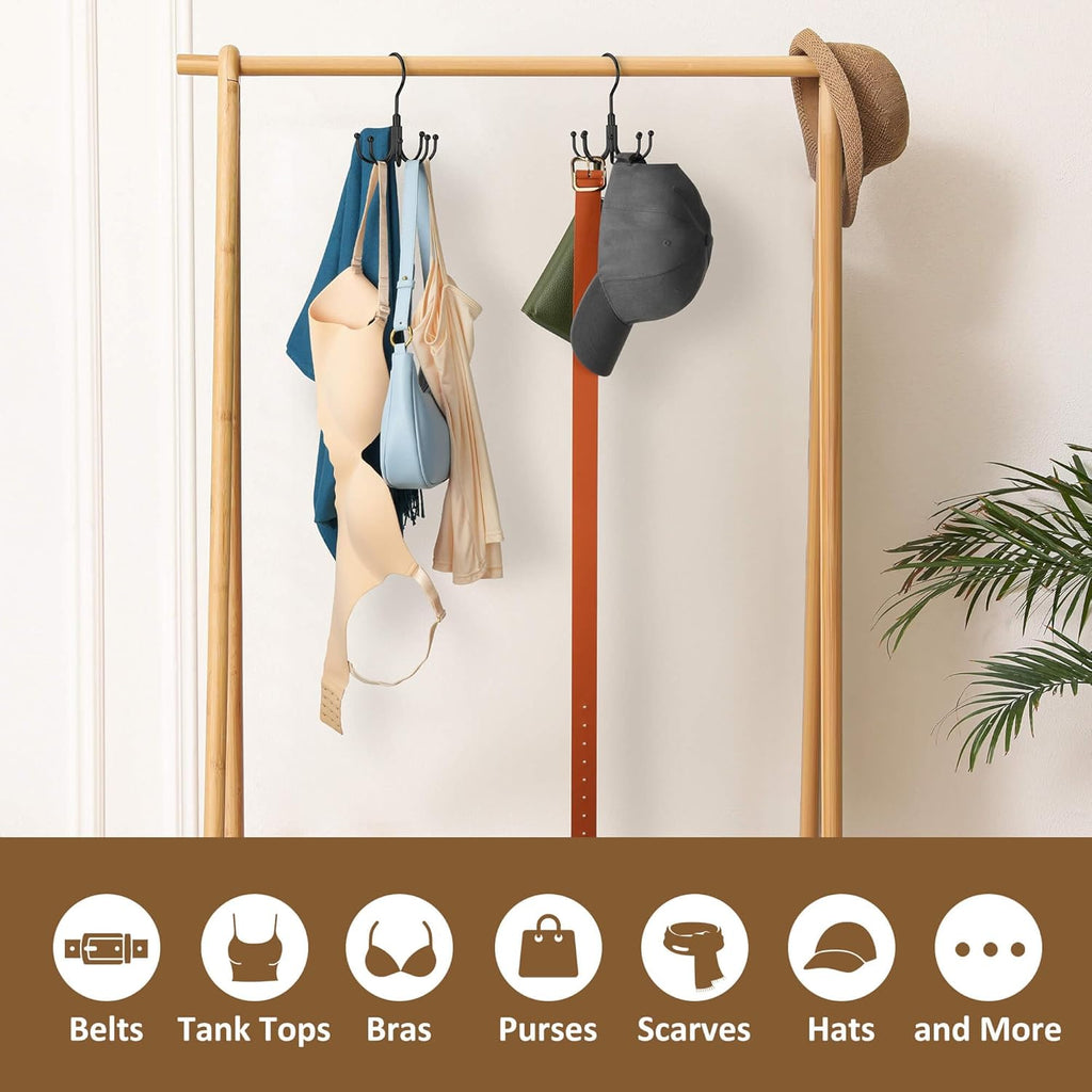 ZEDODIER 2 Pack Scarf Organizer Scarf Hanger for Closet, Rotatable Sturdy Hijab Holder Holds 16 Scarves, Metal Space Saving Closet Organizers and Storage, Black