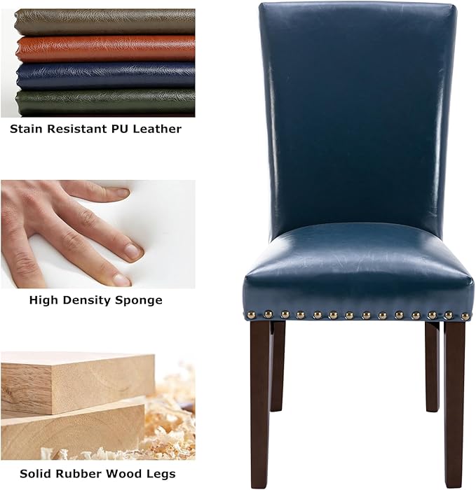 COLAMY Upholstered Parsons Dining Chairs Set of 6, PU Leather Dining Room Kit...