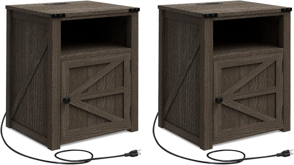 MUUEGM 24" Nightstand with Charging Station, End Table, Side Table with ...