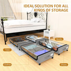 Large Under Bed Storage with Wheels, Under Bed Storage Containers, Under Bed Shoe Storage Organizer, Rolling Underbed Storage Containers for Bedroom Clothes Shoes Blankets, 4 Pack, Grey