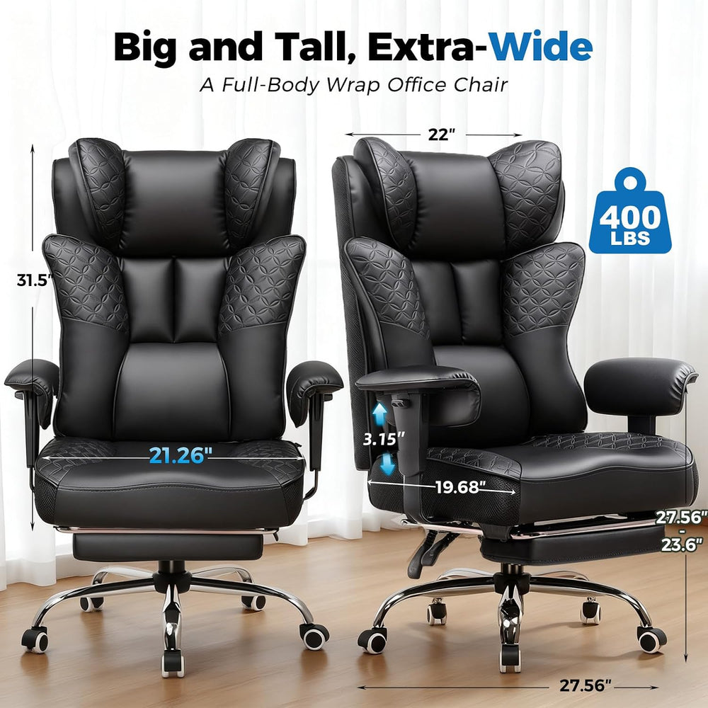 COMHOMA Big and Tall Gaming Chair with Footrest Ergonomic Office Chair
