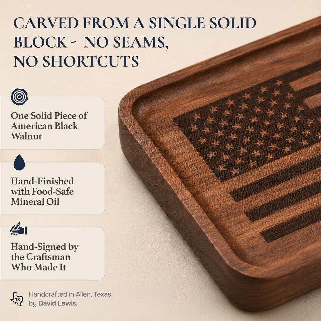 HOUNDSBAY Freedom Tray - Solid Walnut Valet Tray, Limited Edition 1/250