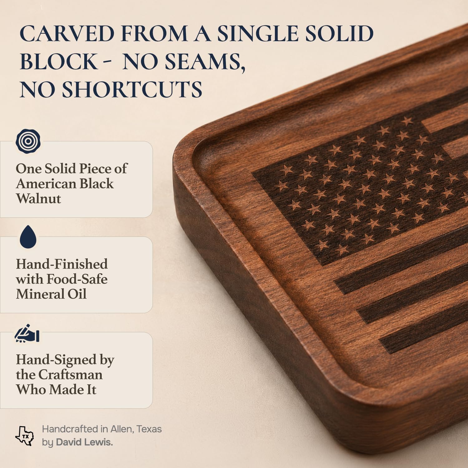 HOUNDSBAY Freedom Tray - Solid Walnut Valet Tray, Limited Edition 1/250