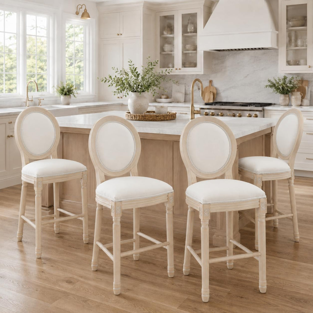 French Country Bar Stools Set of 4, 26" Farmhouse Counter Height Stools