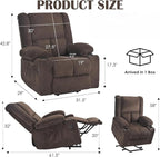 Electric Power Lift Recliner Chair,Reclining Chair with 8 Massage,2 Cup Holders,Side Pockets,USB Charge Port,Remote Control for Living Room,Bedroom,Chocolate