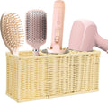 Hair Tool Organizer,Wall Mount Curling Iron Holder,Waterproof Wicker Hot Tools Organizer for Hair Dryer,Flat Irons,Curling Wands,Straighteners Storage,in Cabinet,Bathroom,Vanity (Nature)