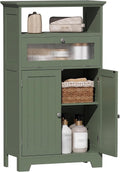 ChooChoo Bathroom Cabinet with Flip Glass Drawer,Freestanding | Adjustable Shelf & 1 Open Storage, Living Room, Hallway, Green