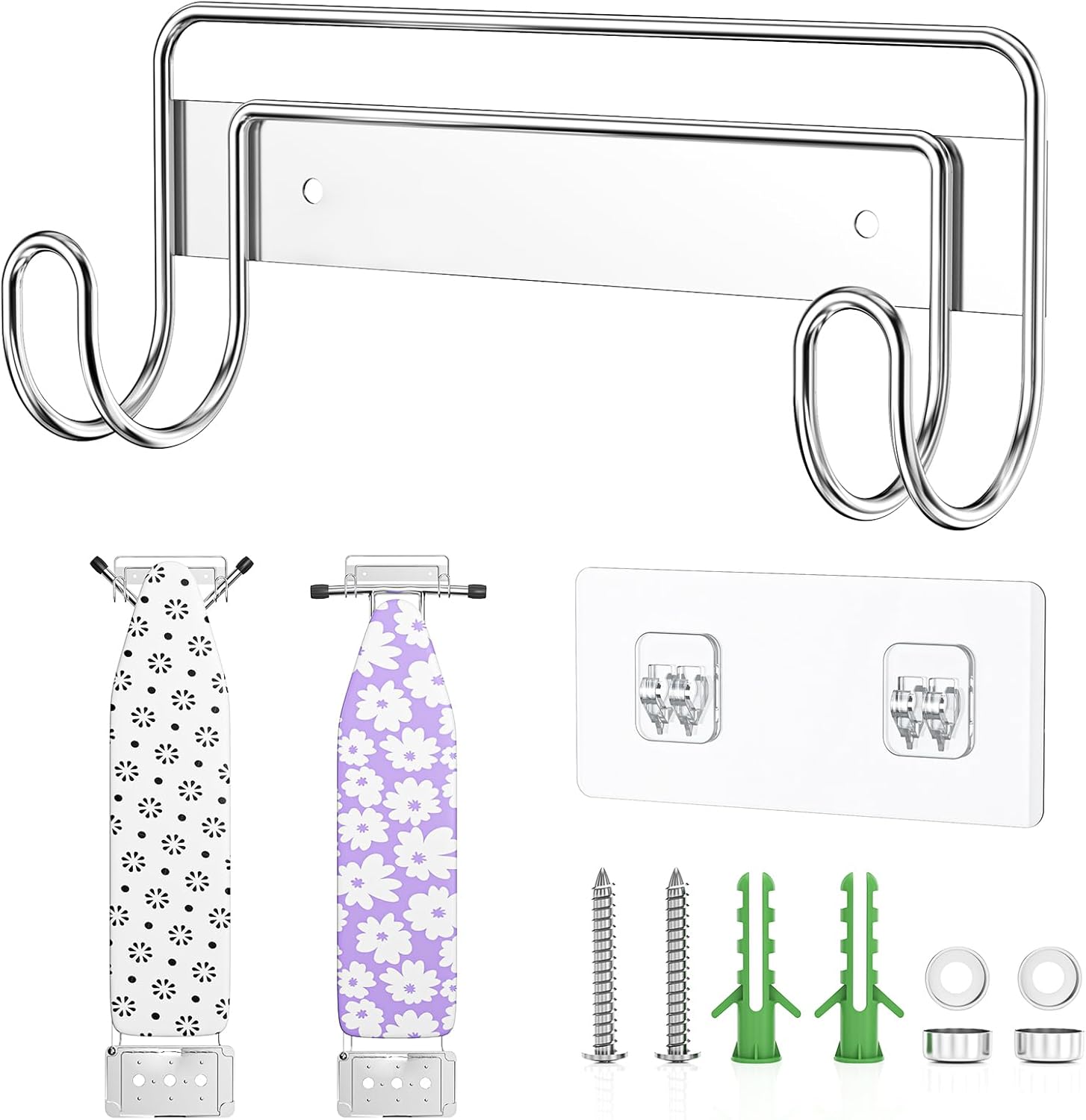 Ironing Board Holder Wall Mount, Iron Board Holder Stainless Steel, Wall Mounted Ironing Board Hanger, Y T Leg Laundry Rooms Iron Board Holder for Wall Heavy Duty