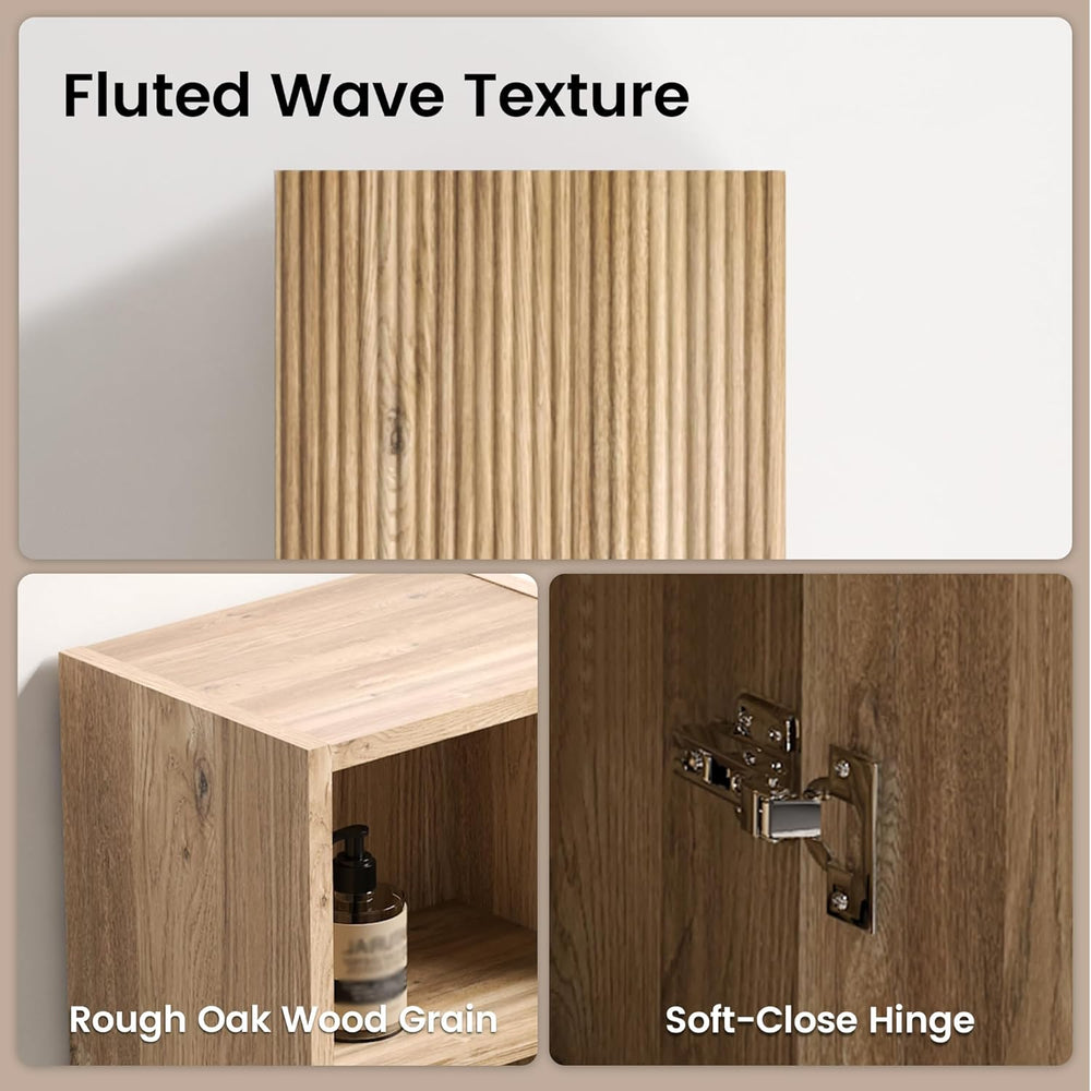 12" Floating Bathroom Storage Cabinet, Modern Bathroom Wall Cabinets wit...