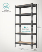 SONGMICS 5-Tier Storage Shelves, Load 2310 lb, Garage Storage, Boltless Assembly, Adjustable Shelving Unit, 11.8 x 29.5 x 59.1 Inches, for Study Shed Basement, Gray and Natural Beige UGLR300G01