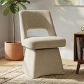 VKNOW Upholstered Swivel Dining Chairs, Modern Dining Room Chairs with Open Back, Chenille Fabric Kitchen Chairs for Dining Room, Living Room, Bedroom, Vanity, Khaki(1 Pack)