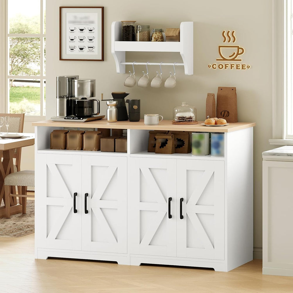 YATINEY Coffee Bar Cabinet, Kitchen Island with Storage, Farmhouse Sideboard ...