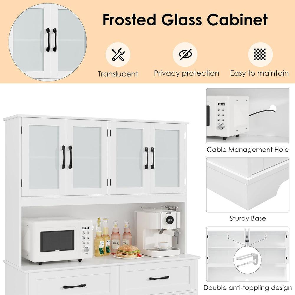 BOTLOG 71" Large Pantry Storage Cabinet with Microwave Stand | Tall Hutc...