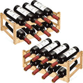 2 Pack Wine Racks, 2-Tire Bamboo Wine Rack, Wine Rack for Inside Cabinet 16 Bottles Wine Storage Holder Liquor Bottle Display Shelf Suitable for Bar,Home,Kitchen,Cellar Basement,Restaurant