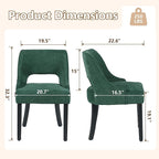 ClinQ Wooden Dining Chairs Set of 4, Modern Fabric Upholstered Kitchen Chairs Dining Chair, Mid Century Modern Chair for Kitchen Dining Room, Farmhouse Kitchen Chairs, Dark Green-Black Legs
