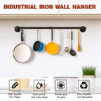Wall Mounted Clothes Rack - 54"Industrial Pipe Clothing Garment Rack, Space - Saving Heavy Duty Detachable Black Iron Clothes Hanger Pole, Multi-Purpose Hanging Rod for Closet Storage, 2 Base