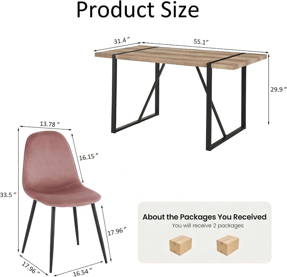 YYQ 55" Dining Table Set for 4, Modern Rectangle Wood Dining Table, Kitc...