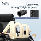PHI VILLA XXL Oversized Padded Zero Gravity Chair, Foldable Patio Recliner, 30" Wide Seat Anti Gravity Lounger with Cup Holder, Support 400 LBS (Black)