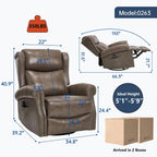 PELUMY Genuine Leather Swivel Rocking Recliner Chair for Adults, 360° Swivel Glider Rocker with Heat & Vibrating Massage, Lounge Chair for Living Room, Bedroom, Nursery Grey