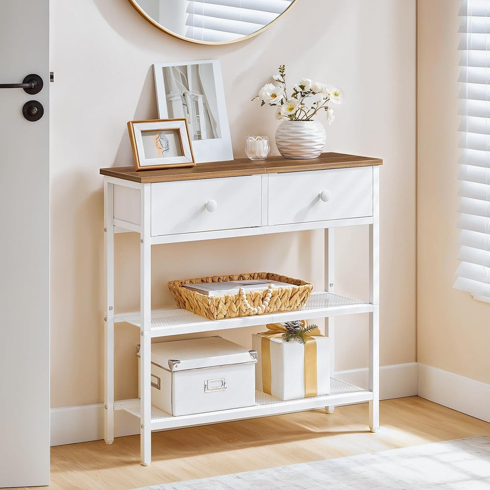 HOOBRO 29.5" Narrow Console Table with 2 Fabric Drawers, Sofa Table, Sma...