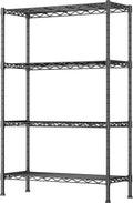 GIOTORENT 4-Wire Garage Shelving Storage Shelves, Metal Shelf Organizer 1400Lbs Capacity, Kitchen Storage Adjustable Shelf for Laundry Bathroom Pantry Closet, Black 36.2''L x 14''W x 53.4''H