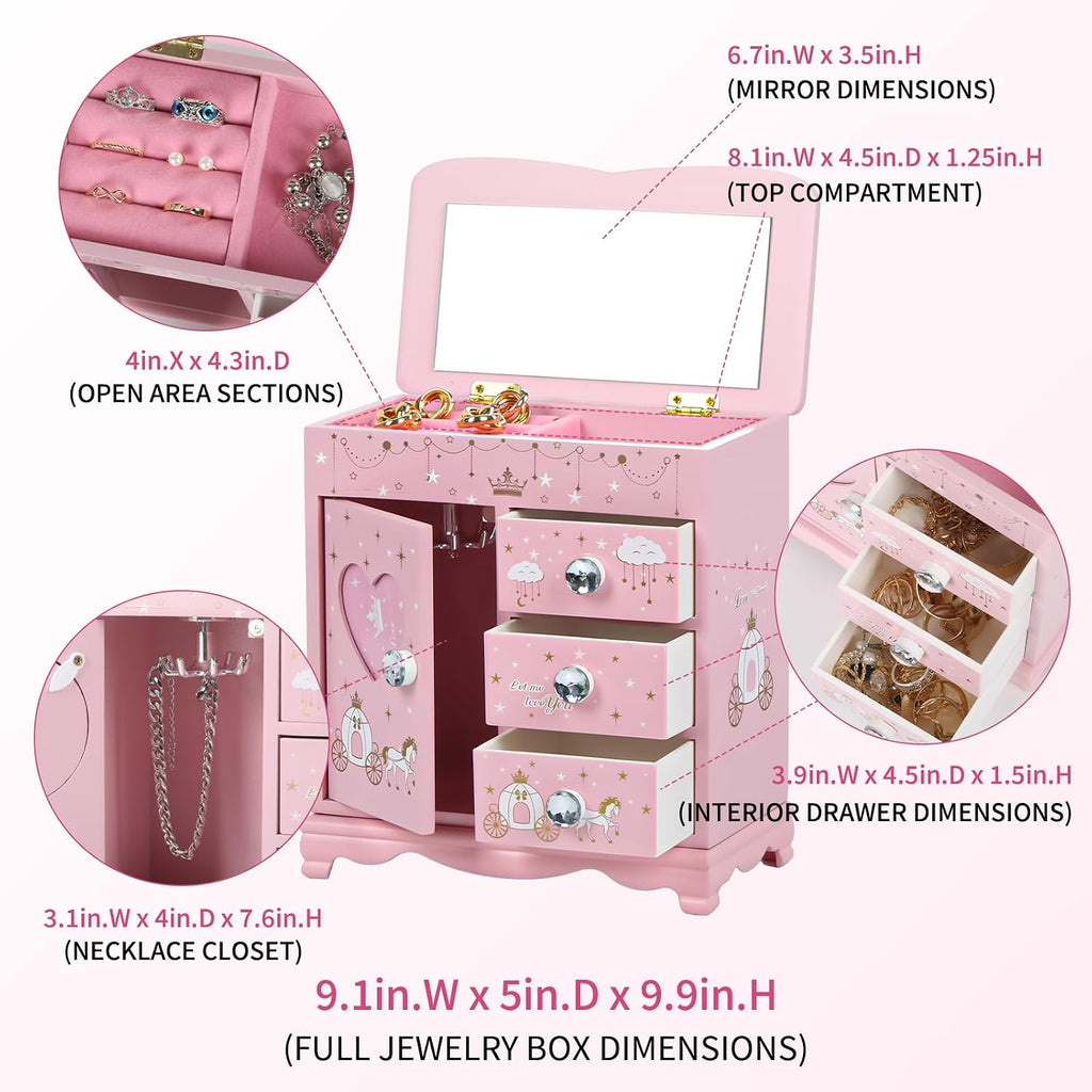 Children Jewelry Box For Girls Pink Princess Castle Girls Little Girl Birthday Christmas girl jewelry box