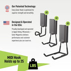 GATOR MAGNETICS MIDI 2.5 & 4" Open Hooks, 25 lb Heavy Duty Magnetic Hooks for Steel Surfaces, Patented Easy-Release, Non-Slip Grip – Storage & Organization, Garage, Shed, Home, Cleaning Tools -6 Pack