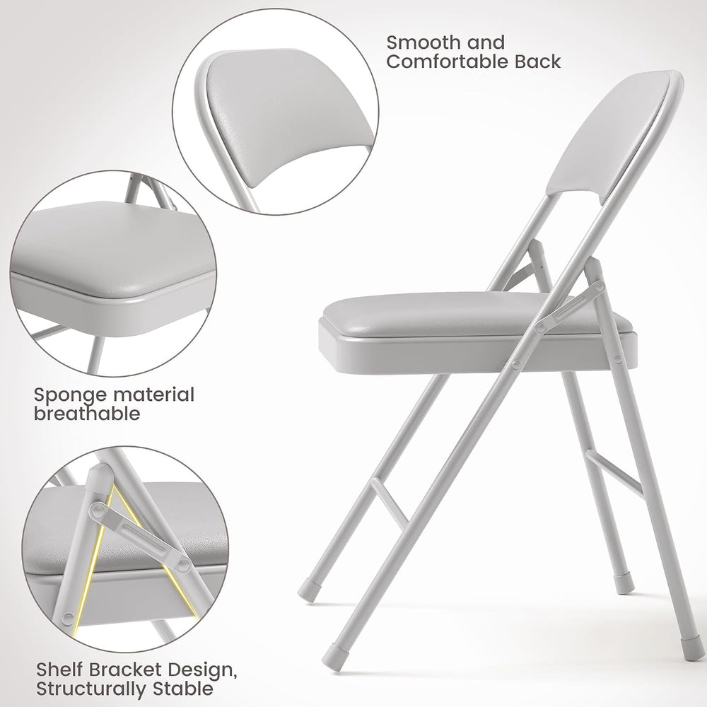 Folding Portable Card Table and Foldable Chair Set of 3, Pu Upholstered Folda...