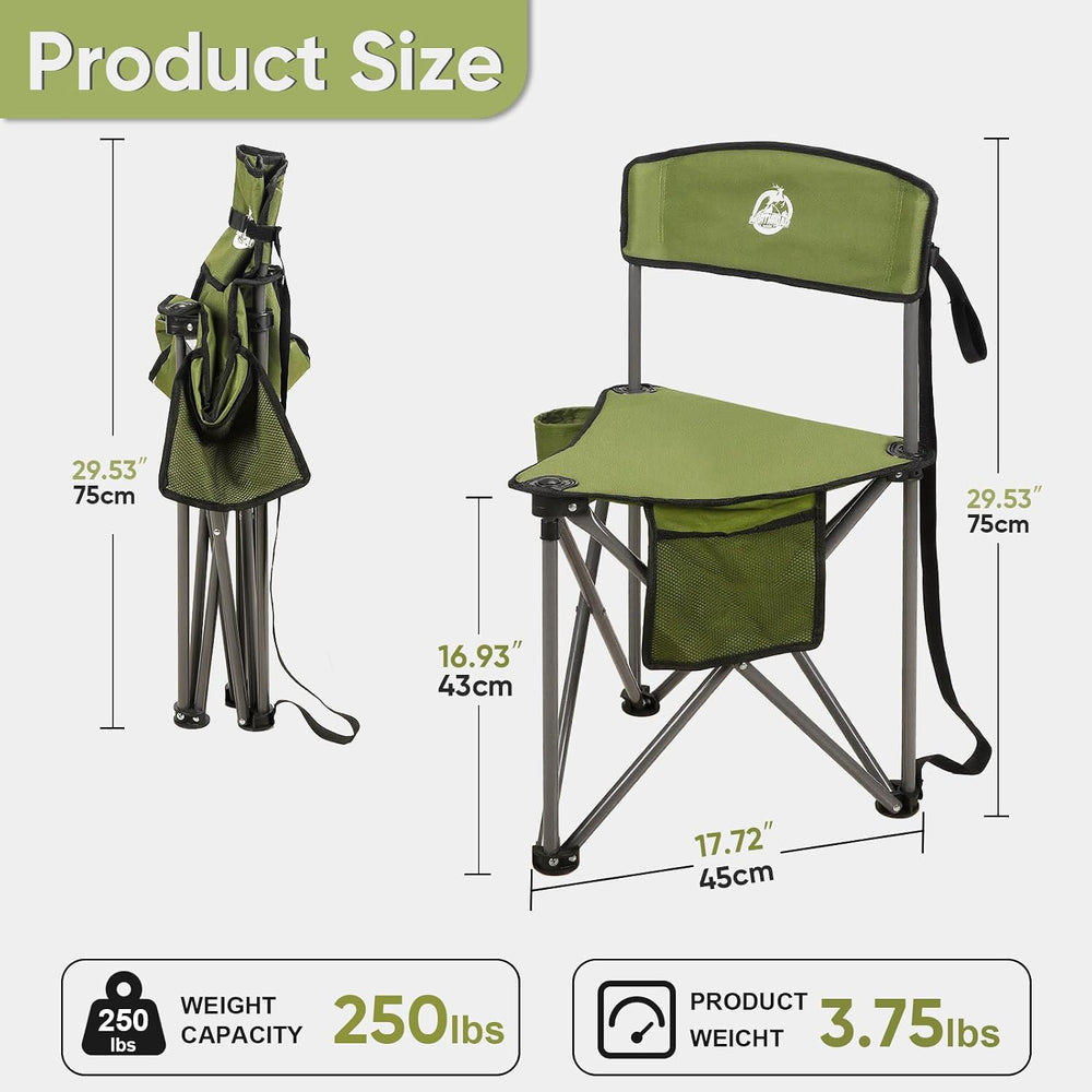 2 Pack Tripod Camping Chairs, Portable 3 Legged Folding Tripod Stool Seat wit...